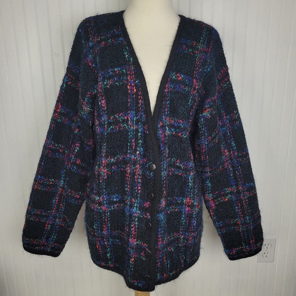 Vintage Plaid Multi Colored cardigan Size Medium